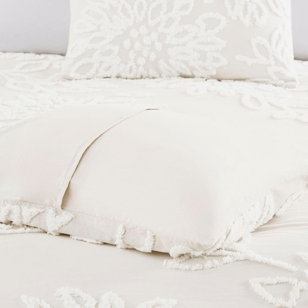 Madison Park 3 Piece Tufted Cotton Chenille Floral Duvet Cover Set