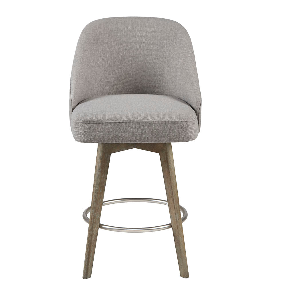 Madison Park Pearce Swivel Upholstered Counter Stool with Solid Wood Legs & Metal Footrest