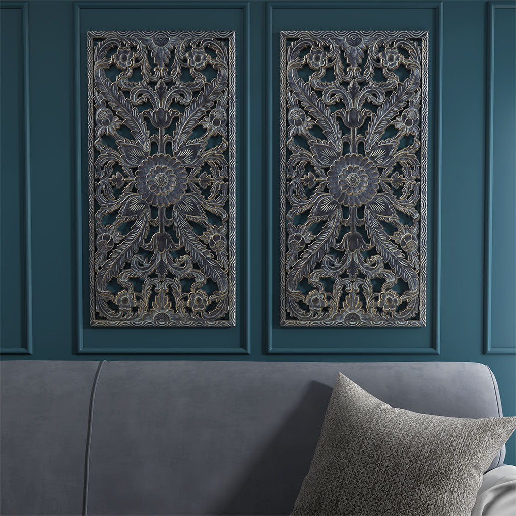 Madison Park Distressed Carved Wood 2-piece Wall Decor Set