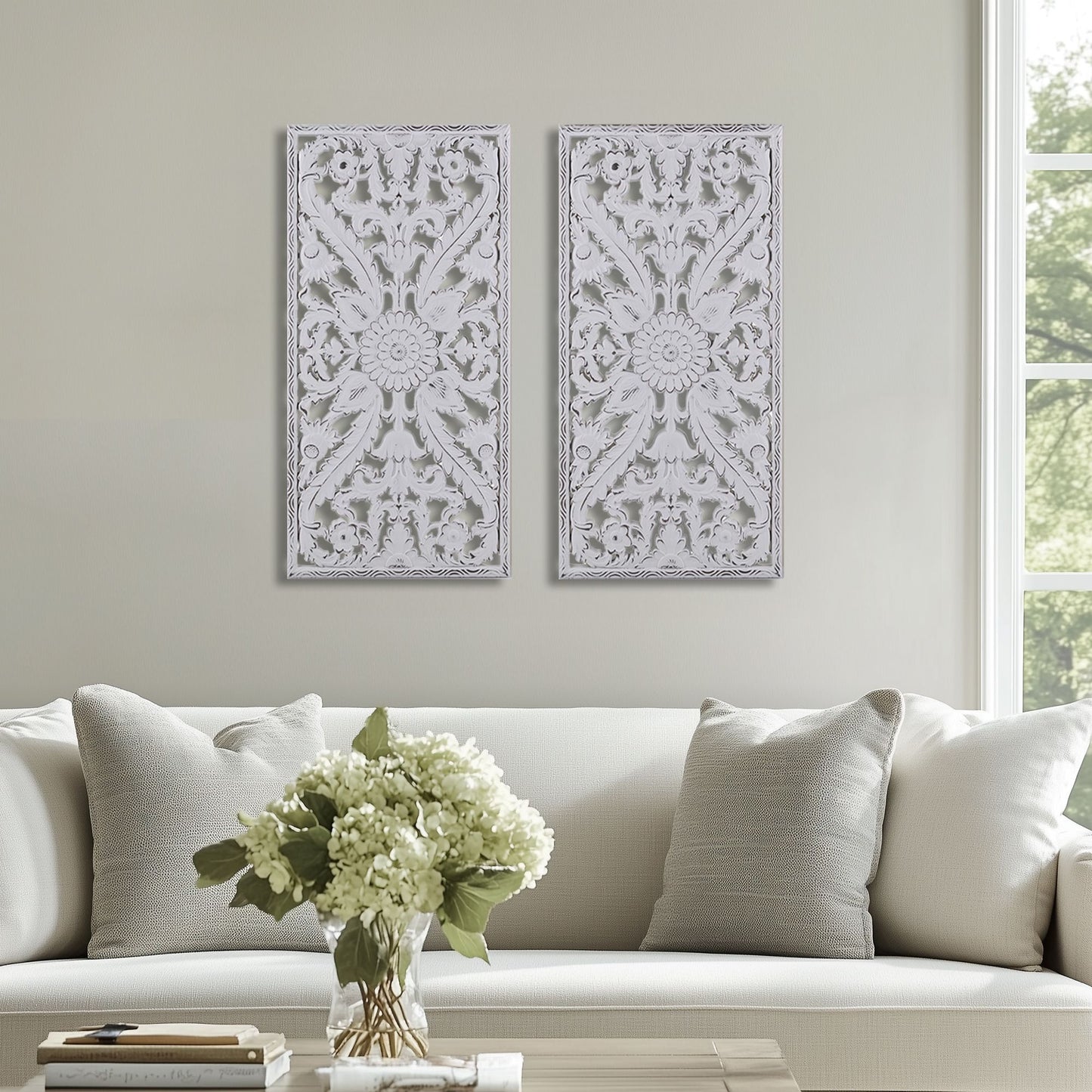 Madison Park Distressed Carved Wood 2-piece Wall Decor Set