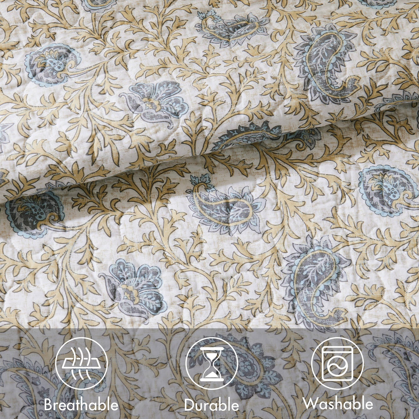 Madison Park 6 Piece Cotton Percale Quilt Set with Throw Pillows