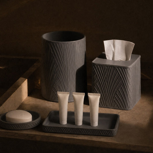 Hotel Collection Diatom Bath Accessories Antimicrobial 4-piece Set in Pebble Grey