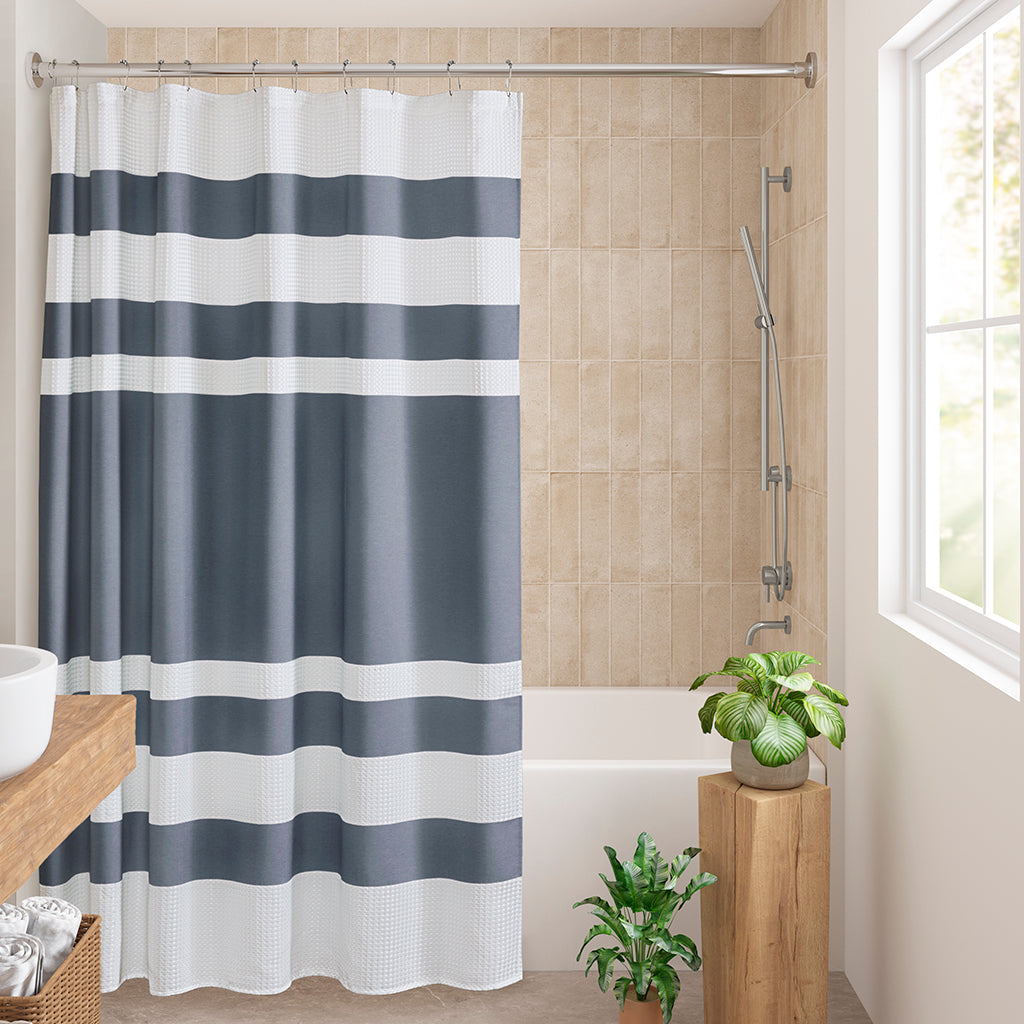 Spa Waffle Shower Curtain with 3M Treatment