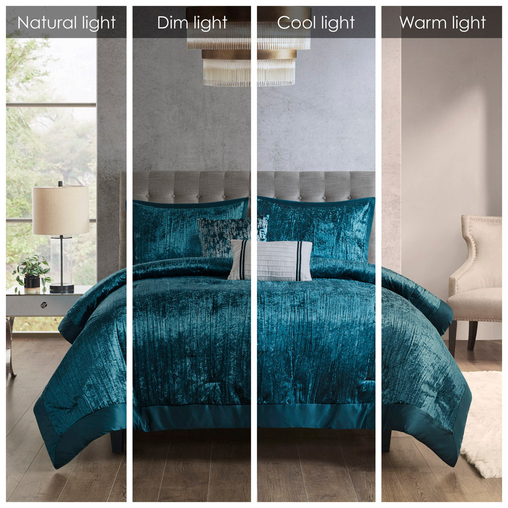 Lee 5 Piece Crinkle Velvet Comforter Set
