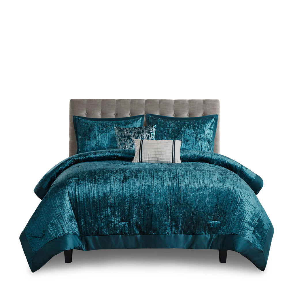 Lee 5 Piece Crinkle Velvet Comforter Set