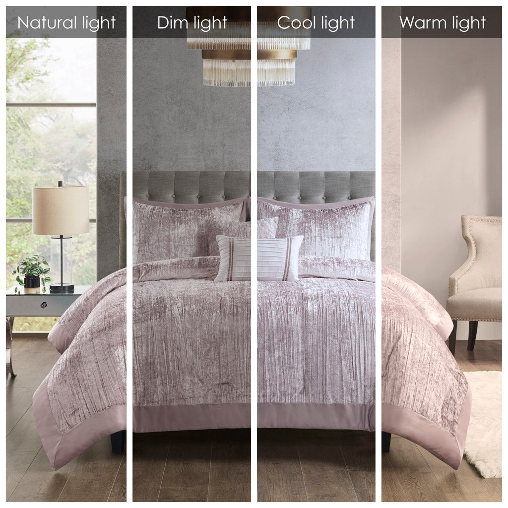 Lee 5 Piece Crinkle Velvet Comforter Set