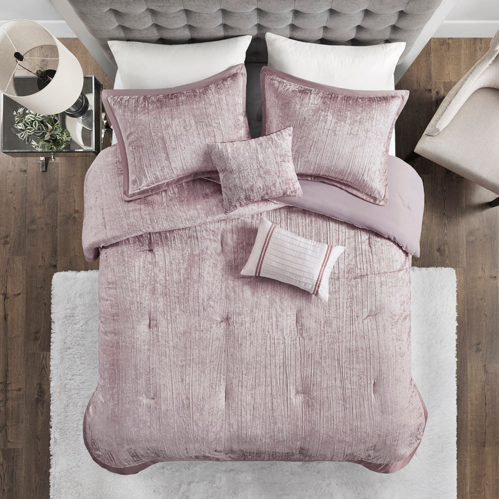 Lee 5 Piece Crinkle Velvet Comforter Set