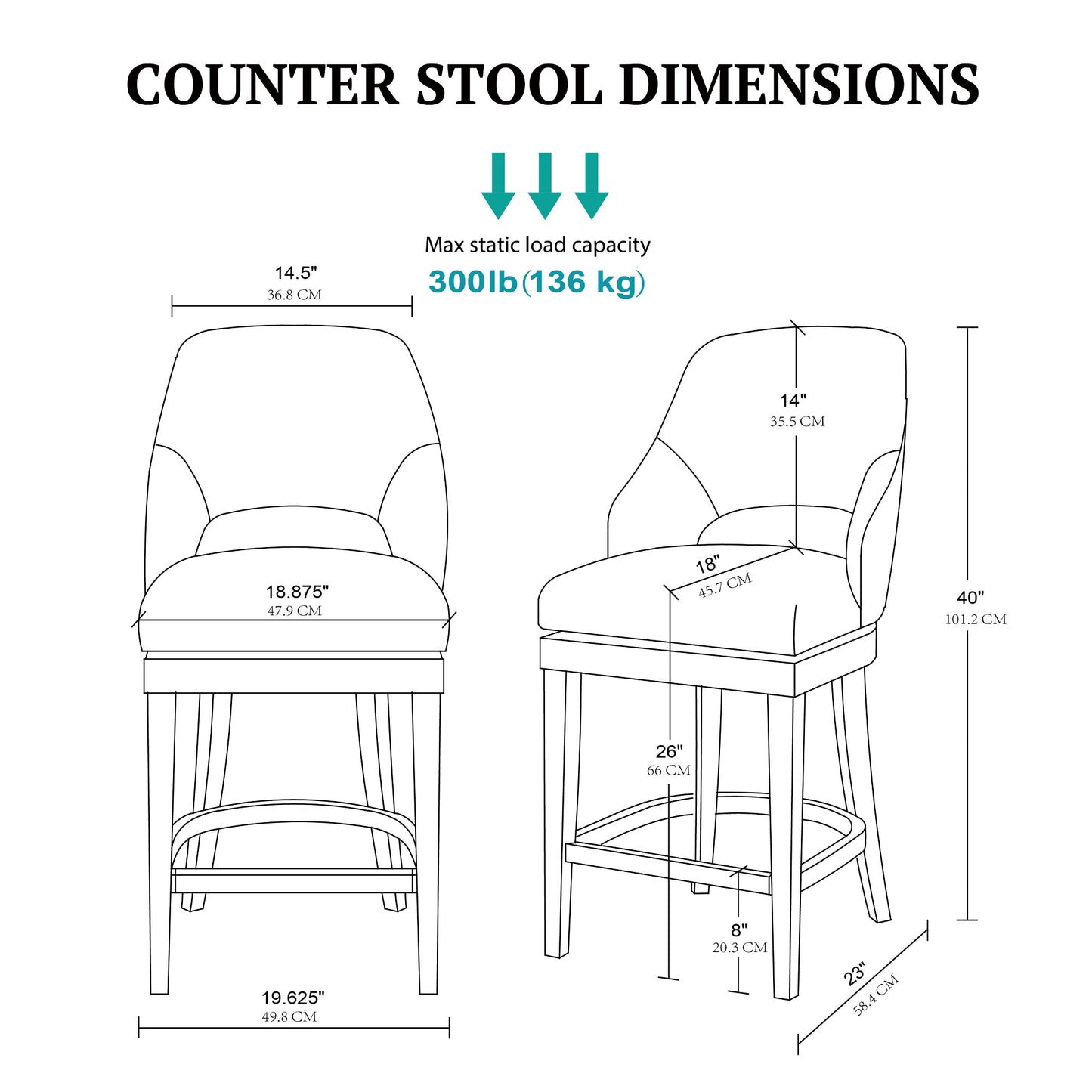 Jillian Upholstered Counter Stool with Cutout Back Design and Swivel Seat