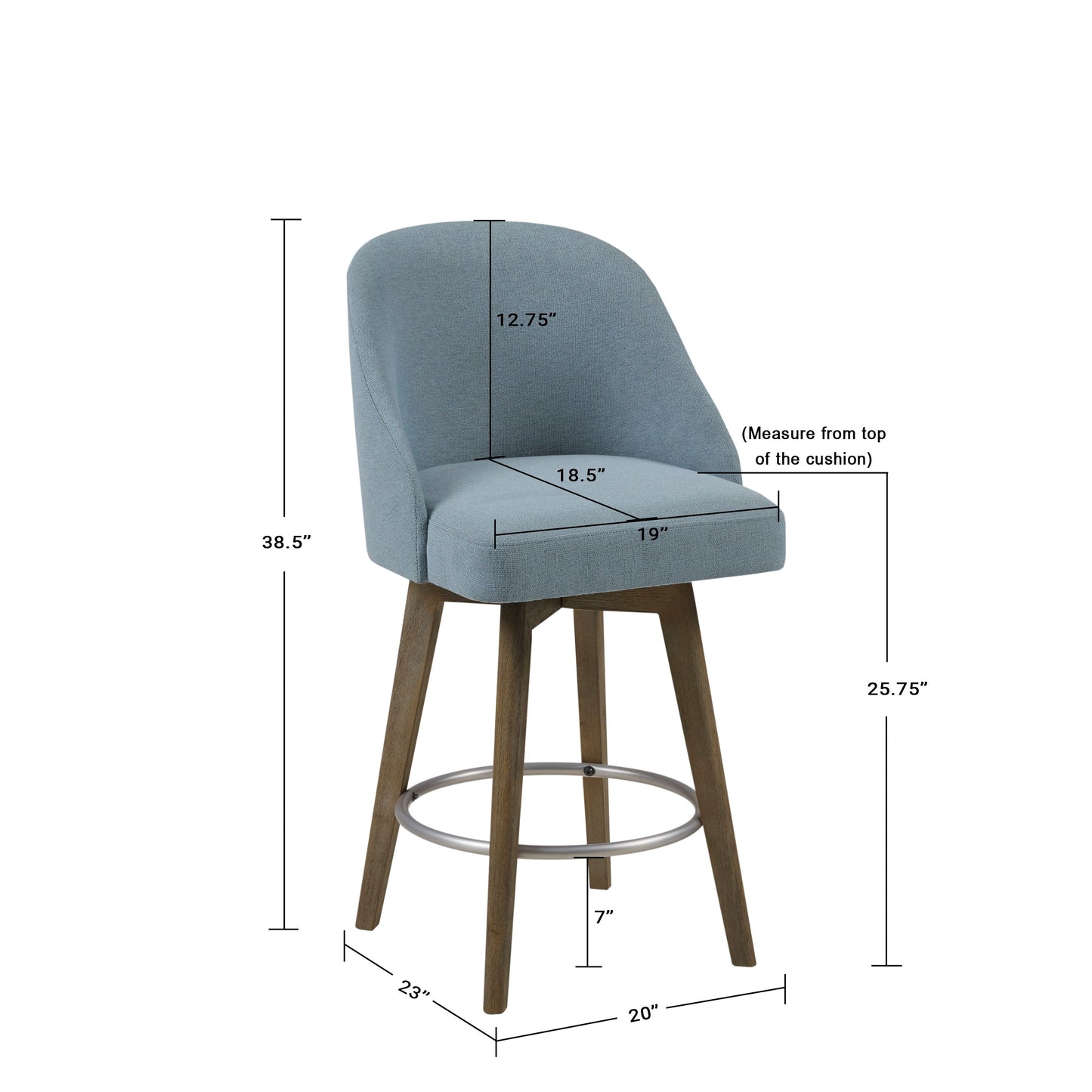 Pearce Swivel Upholstered Counter Stool (25.75'') with Solid Wood Legs & Metal Footrest