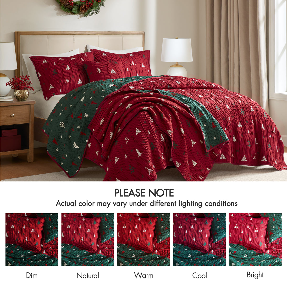 Winter Reversible Christmas 3-Piece Quilt Set