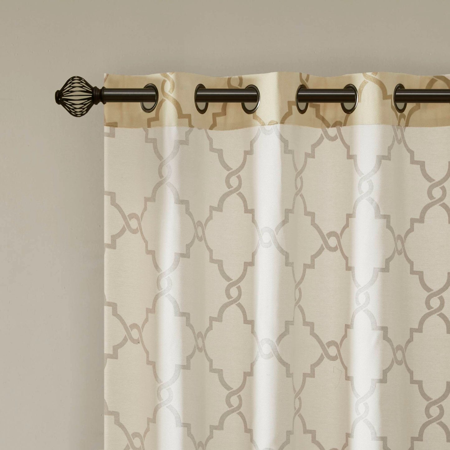 Saratoga Fretwork Print Grommet Top Window Curtain Panel