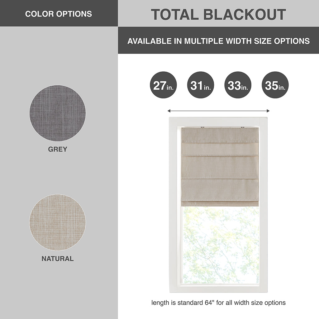 Otis Faux Linen Cordless Total Blackout Roman Shade