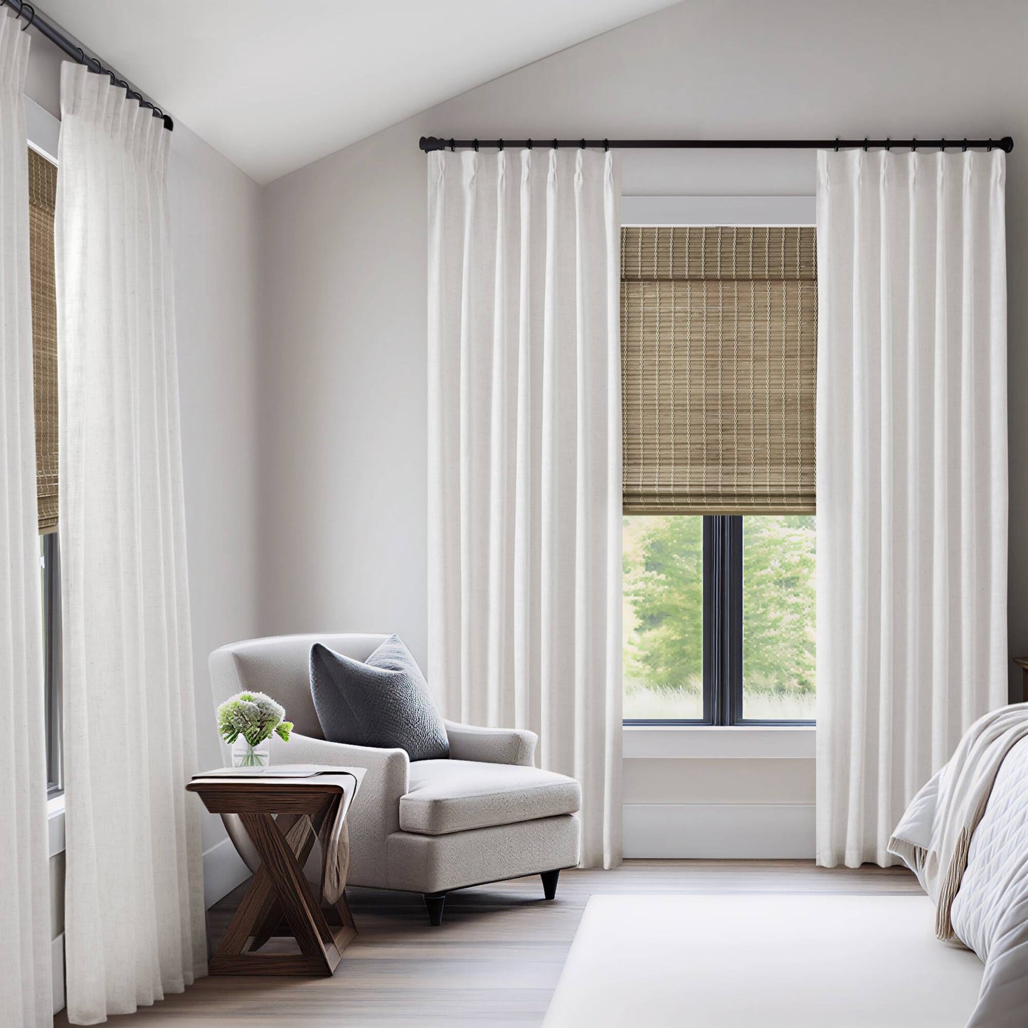 Emery 300gsm poly linen with 7 pinch pleat per pc