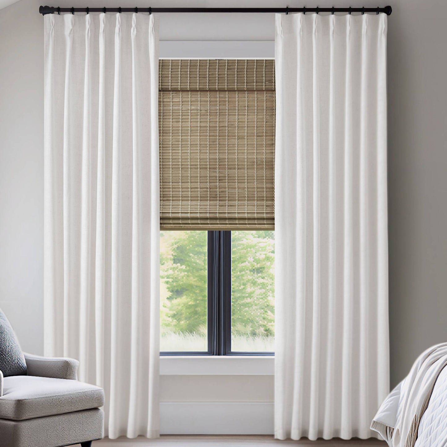 Emery 300gsm poly linen with 7 pinch pleat per pc