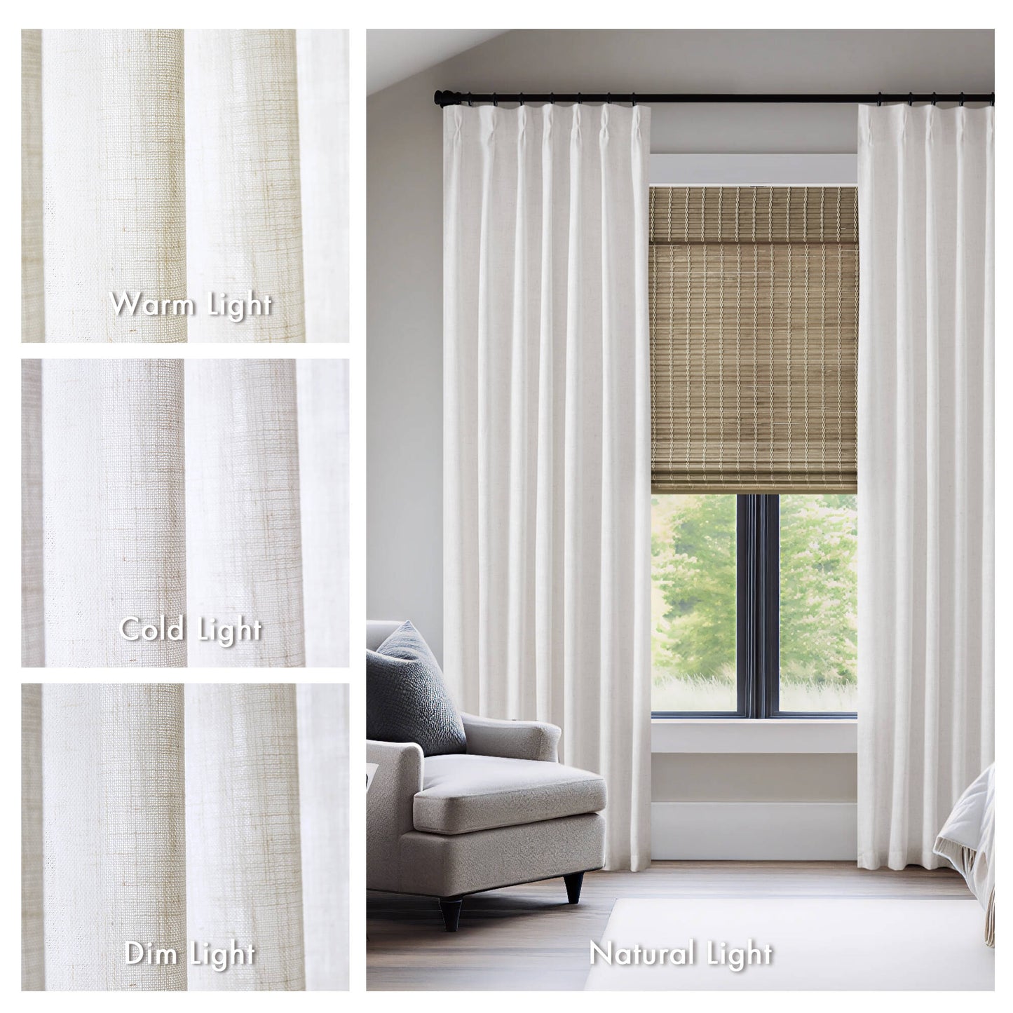 Emery 300gsm poly linen with 7 pinch pleat per pc