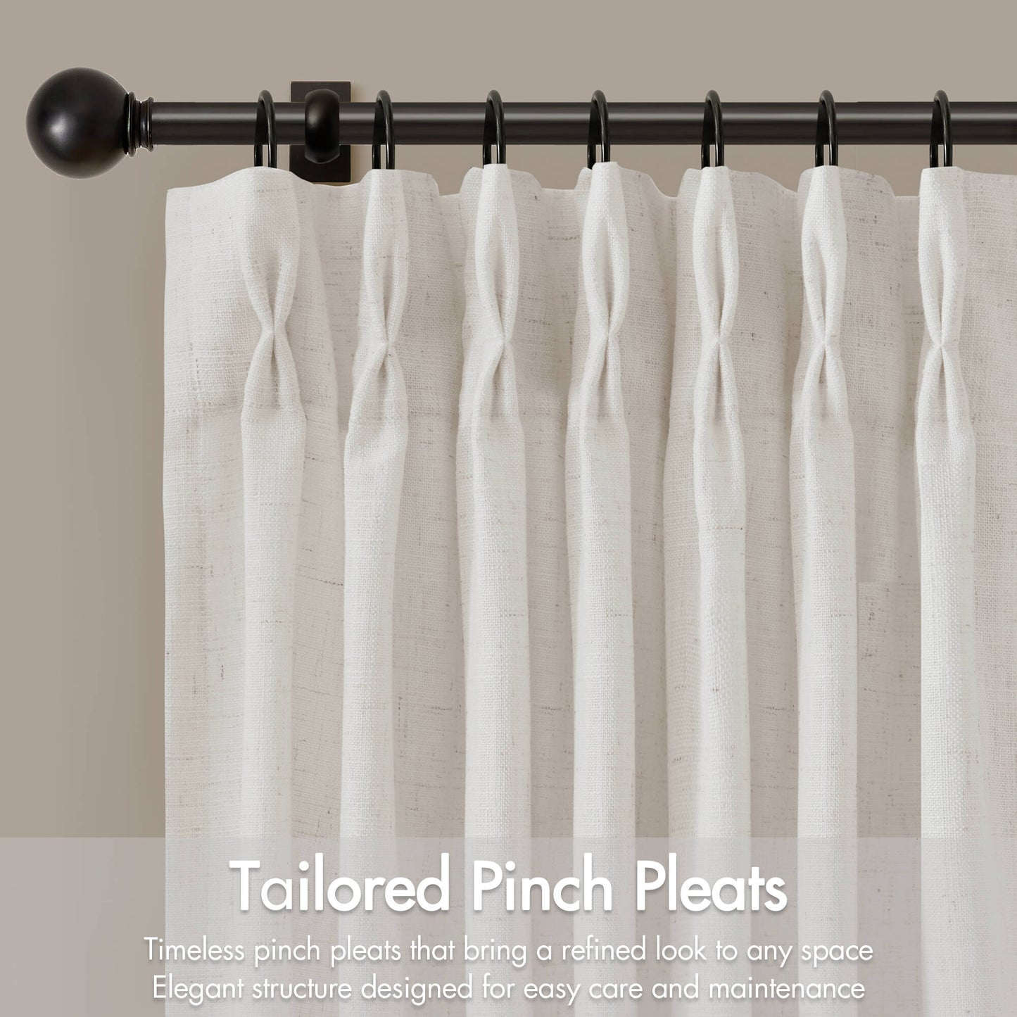 Emery 300gsm poly linen with 7 pinch pleat per pc
