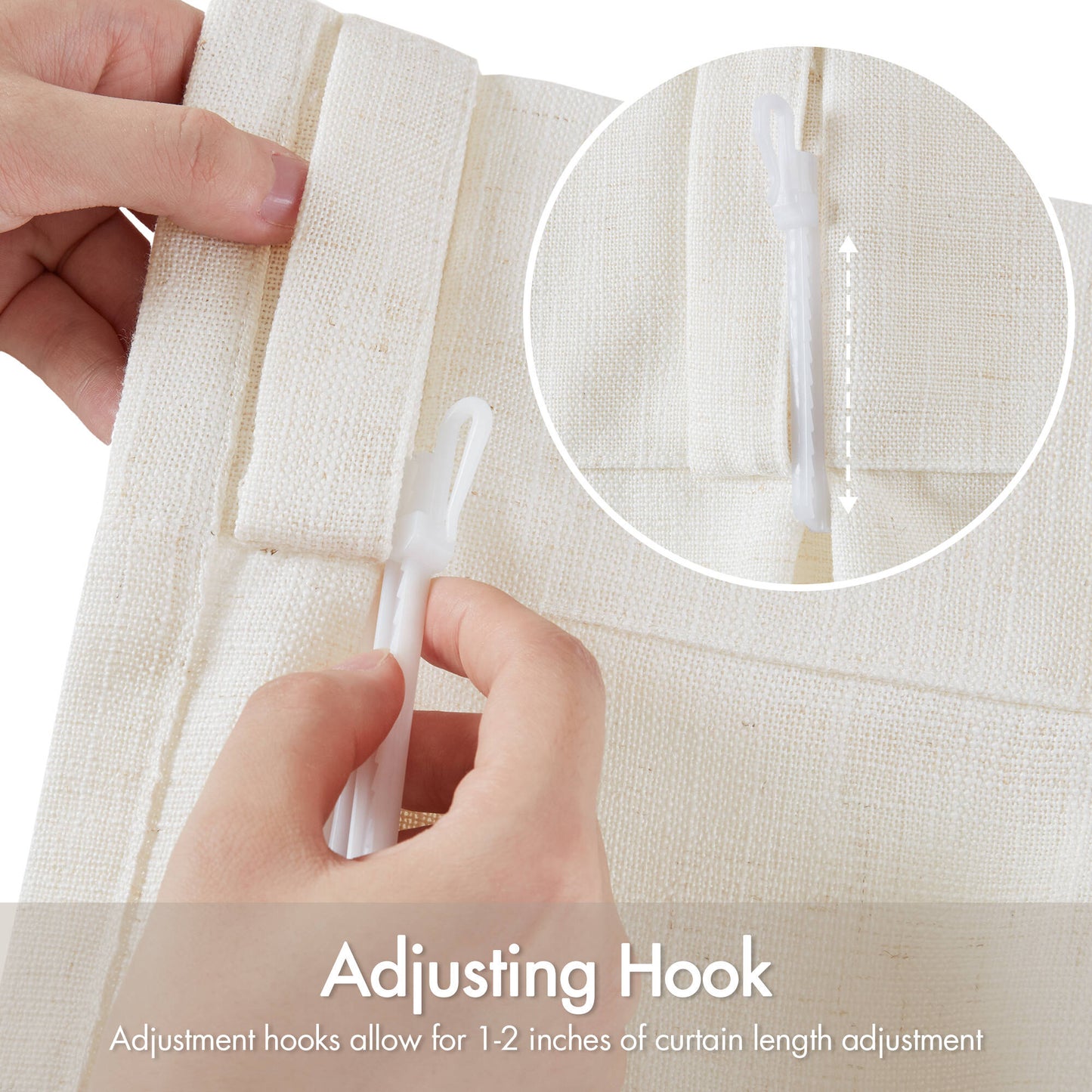 Emery 300gsm poly linen with 7 pinch pleat per pc