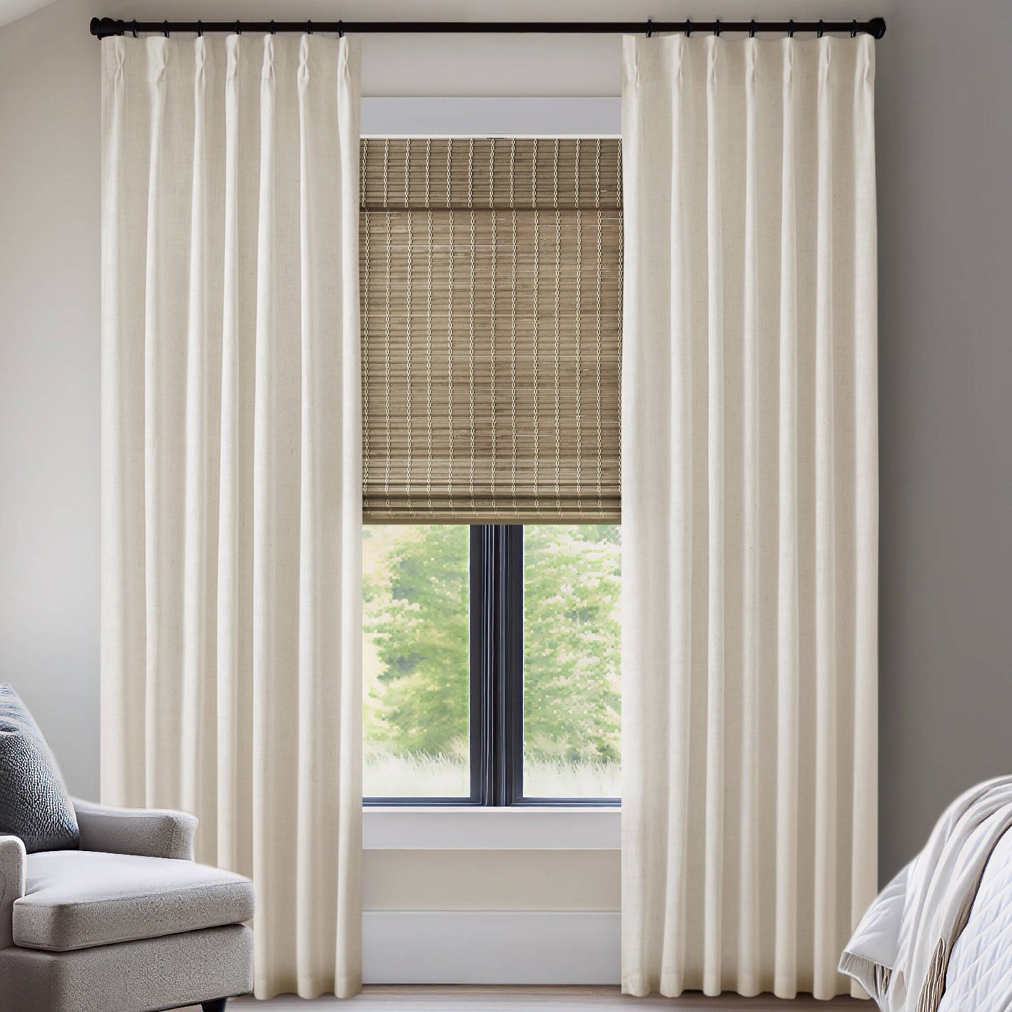 Emery 300gsm poly linen with 7 pinch pleat per pc