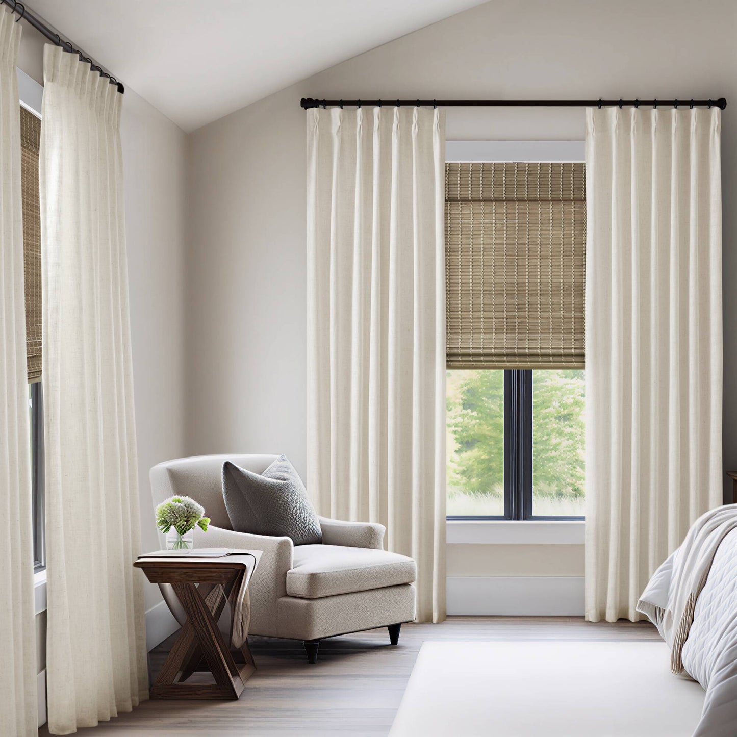 Emery 300gsm poly linen with 7 pinch pleat per pc