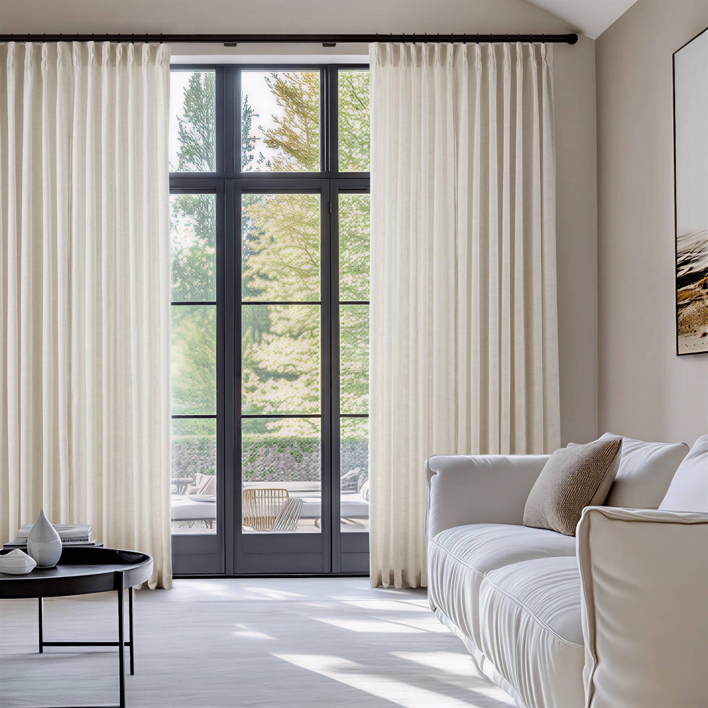 Emery 300gsm poly linen with 7 pinch pleat per pc