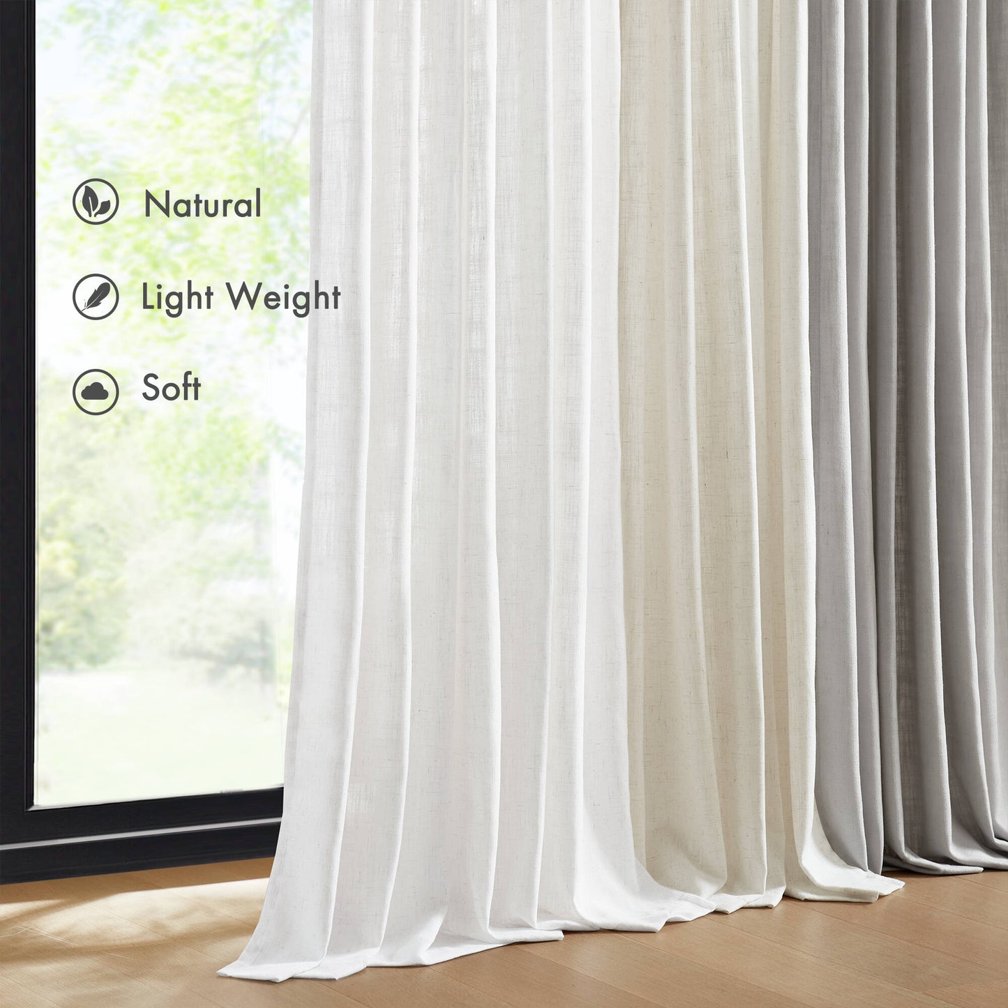 Emery 300gsm poly linen with 7 pinch pleat per pc