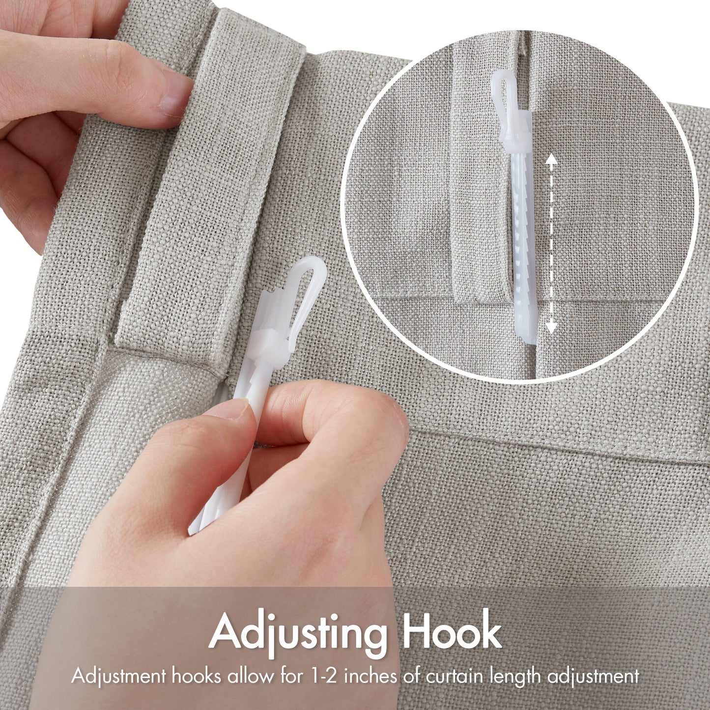 Emery 300gsm poly linen with 7 pinch pleat per pc