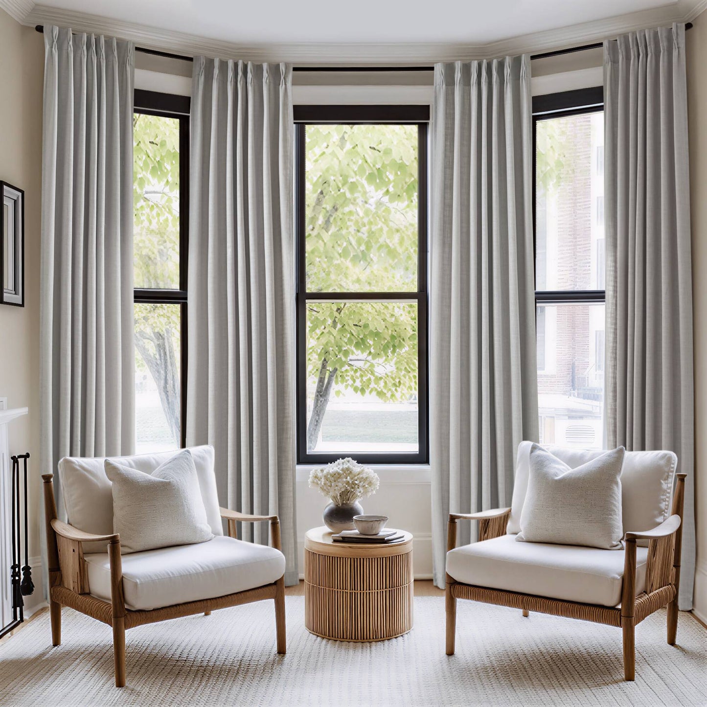 Emery 300gsm poly linen with 7 pinch pleat per pc