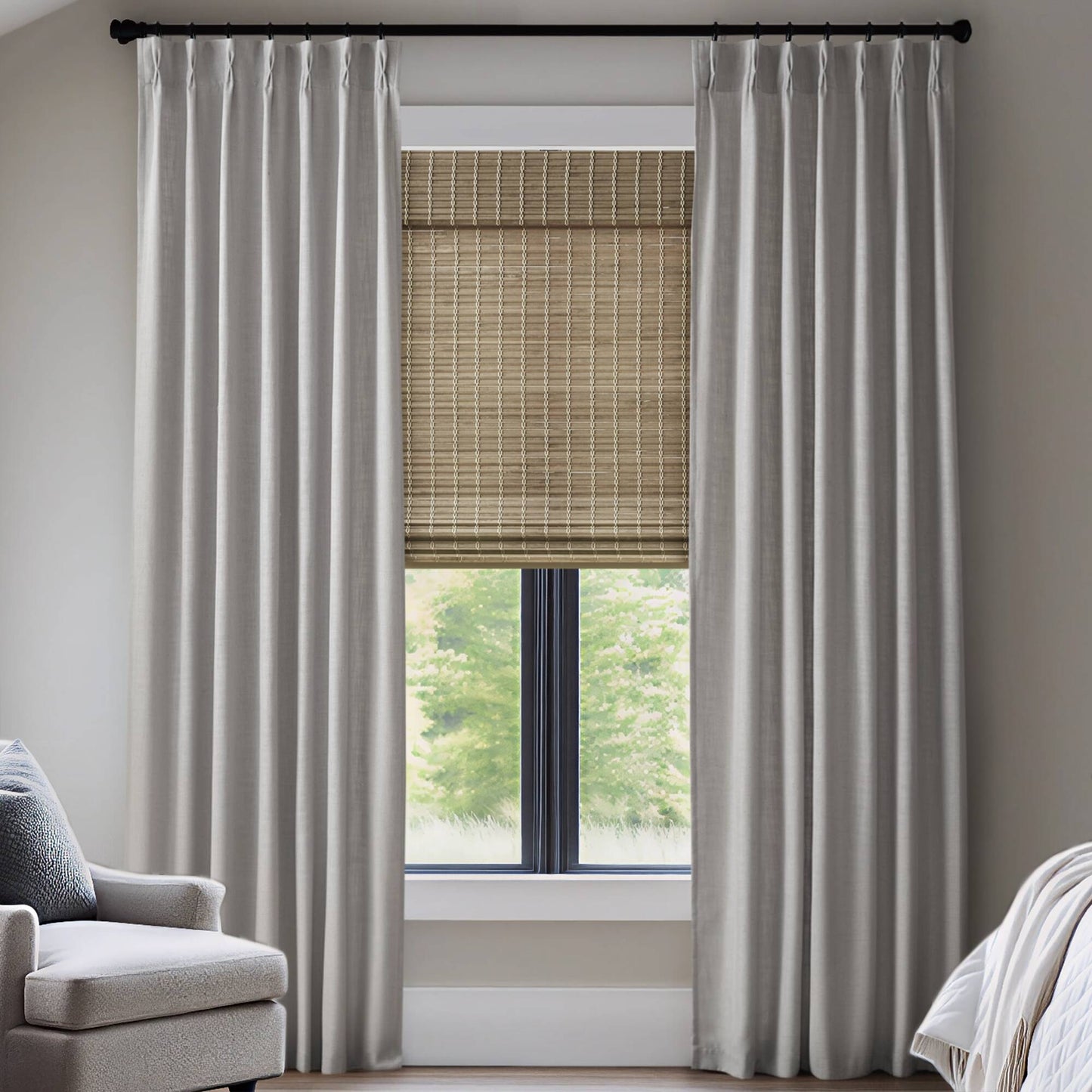 Emery 300gsm poly linen with 7 pinch pleat per pc