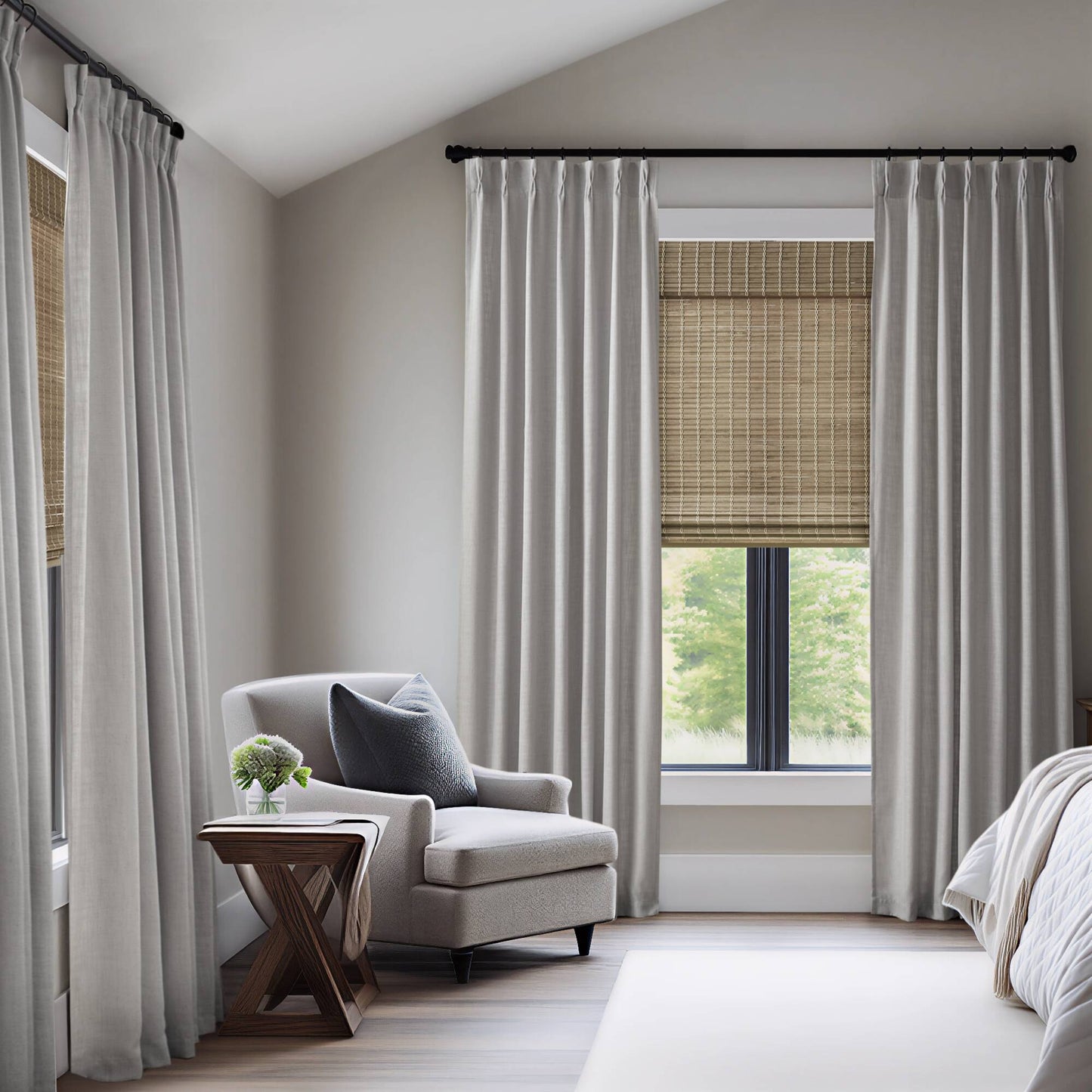 Emery 300gsm poly linen with 7 pinch pleat per pc