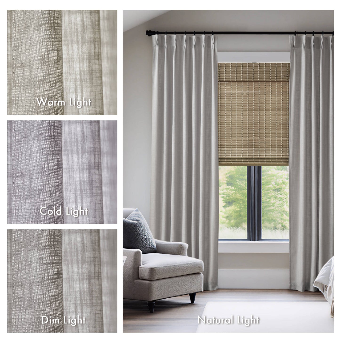 Emery 300gsm poly linen with 7 pinch pleat per pc