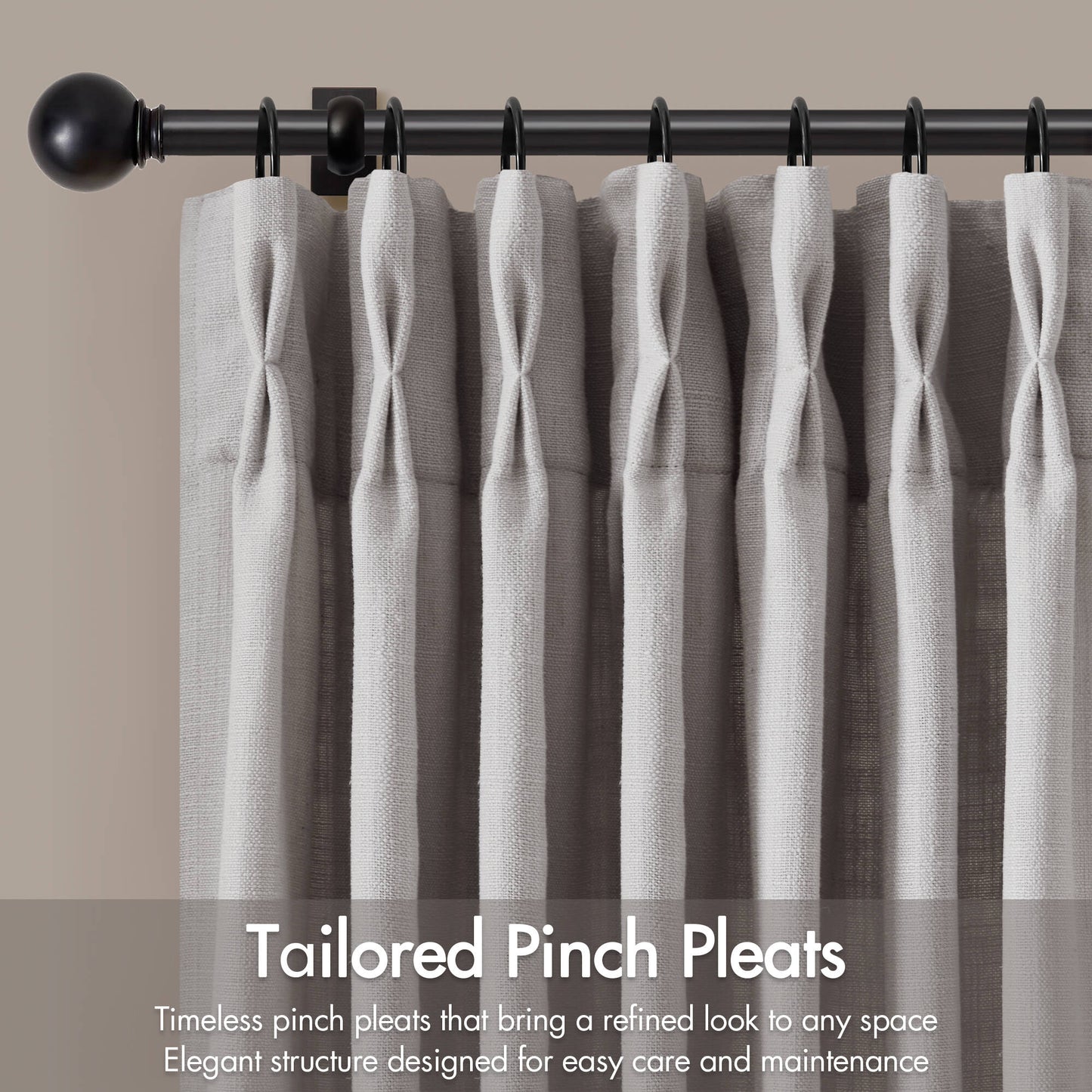 Emery 300gsm poly linen with 7 pinch pleat per pc