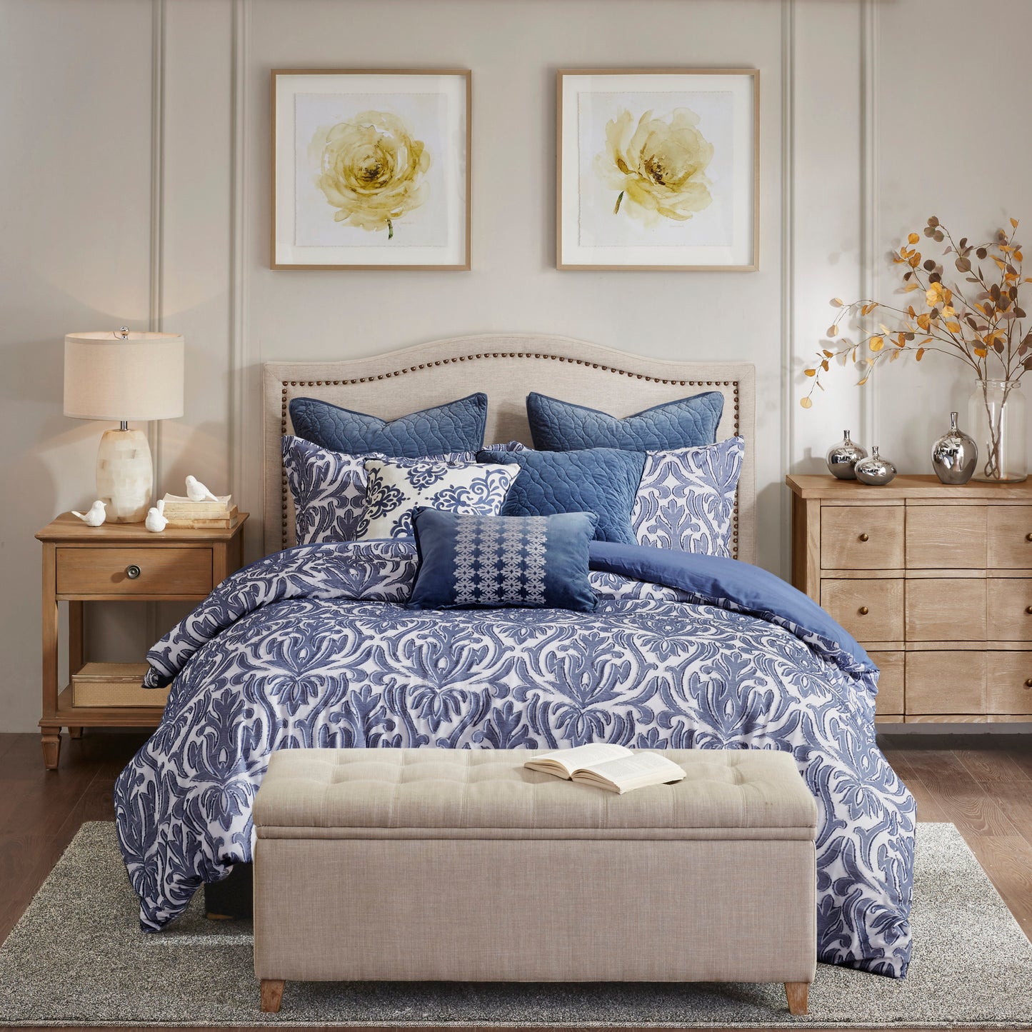 Maison Cotton Clip Jacquard Damask Comforter Set