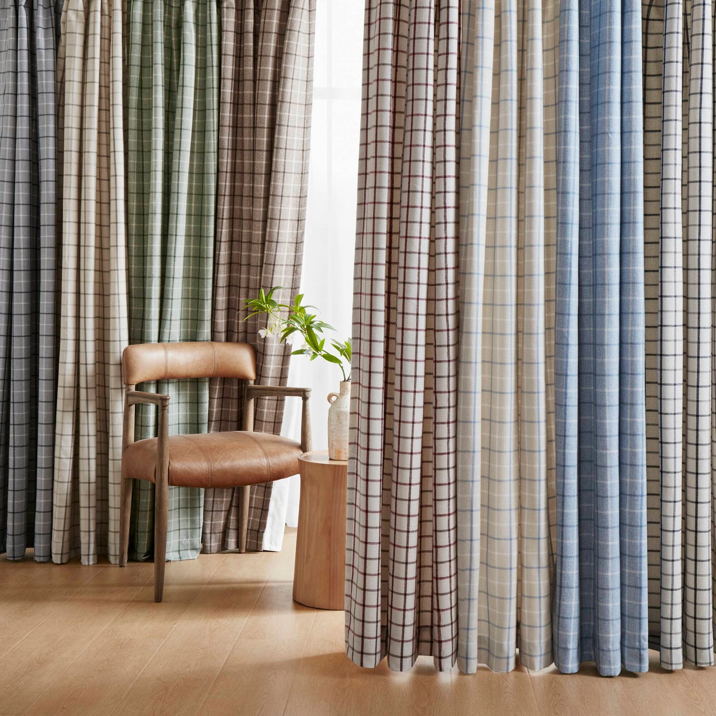 Anaheim Plaid Rod Pocket and Back Tab Curtain Panel with Fleece Lining
