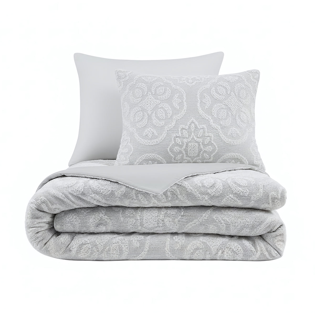Everly 3-Piece Tufted Woven Medallion Duvet Cover Set
