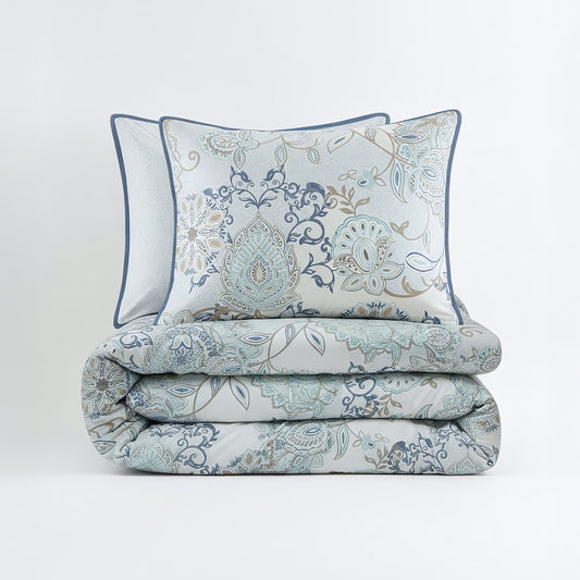 Isla 3-Piece Cotton Floral Printed Reversible Duvet Cover Set