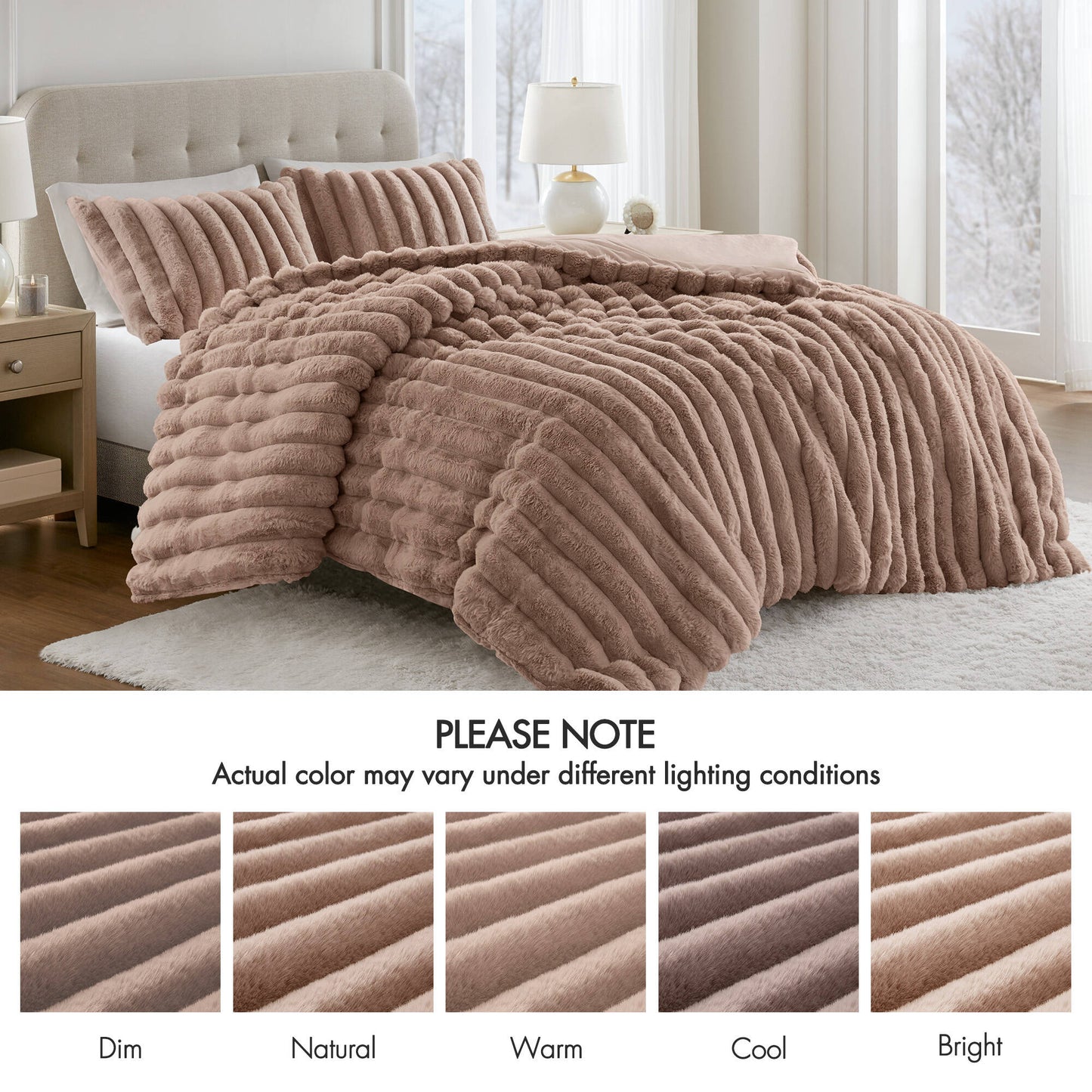 Jasmine Ultrasoft Faux Fur Ribbed Comforter Set