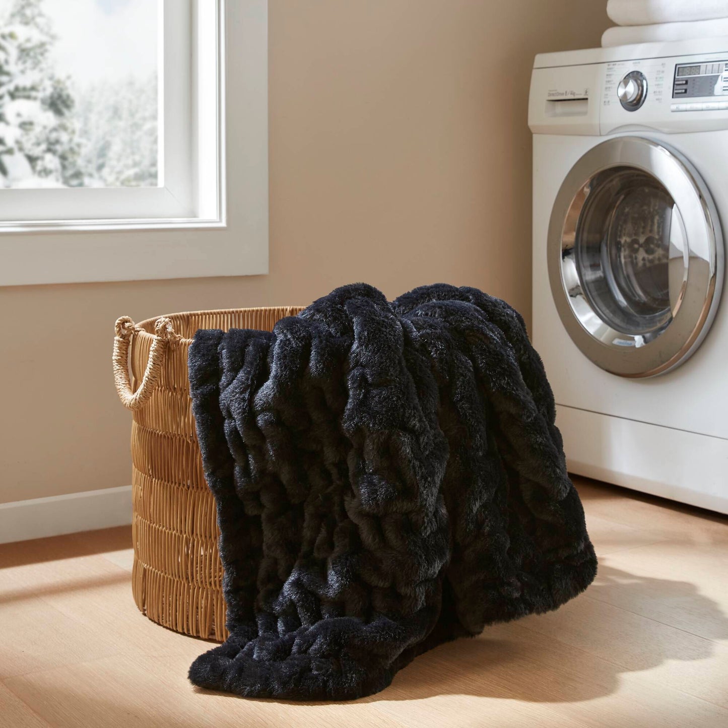 Ruched Fur Throw