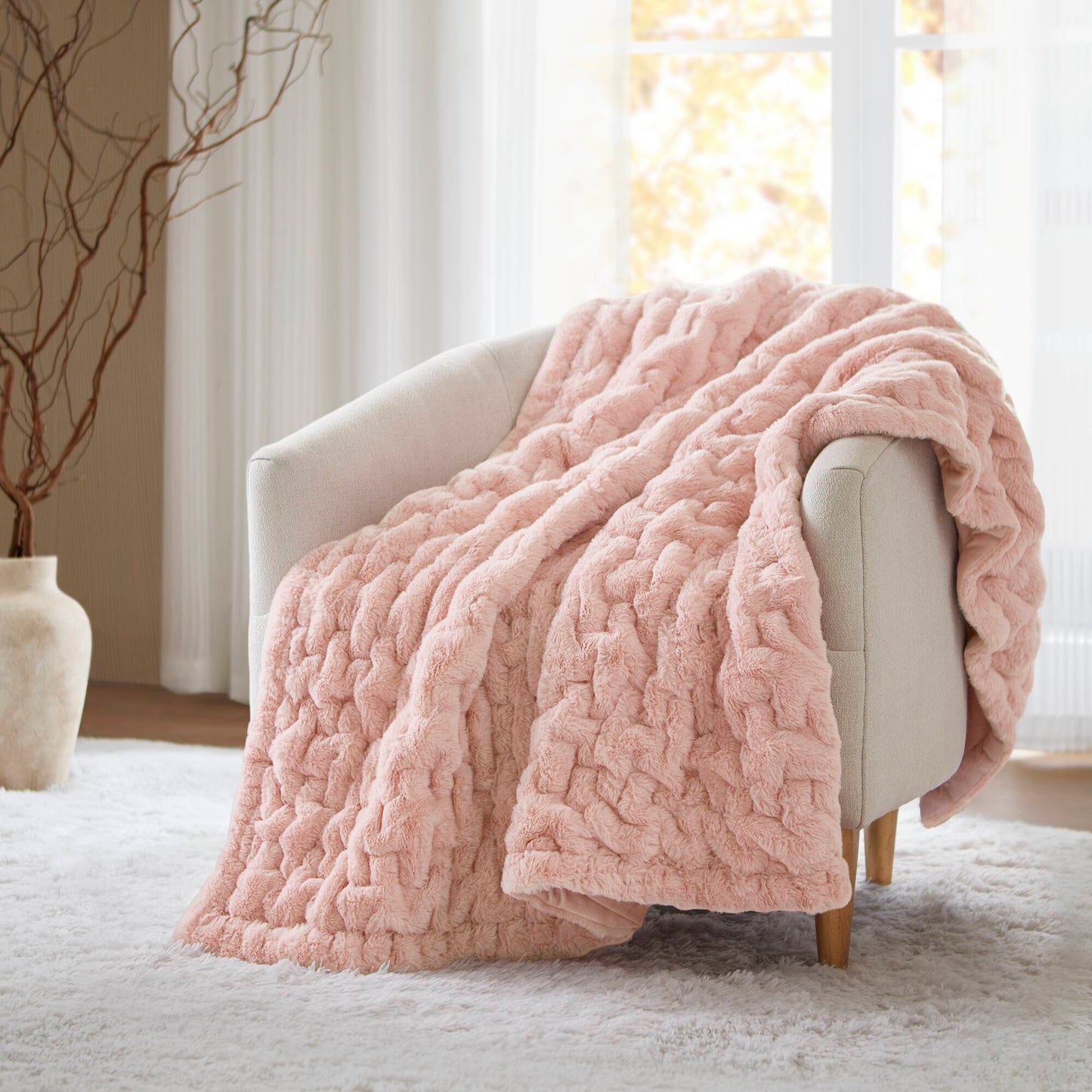 Ruched Fur Throw