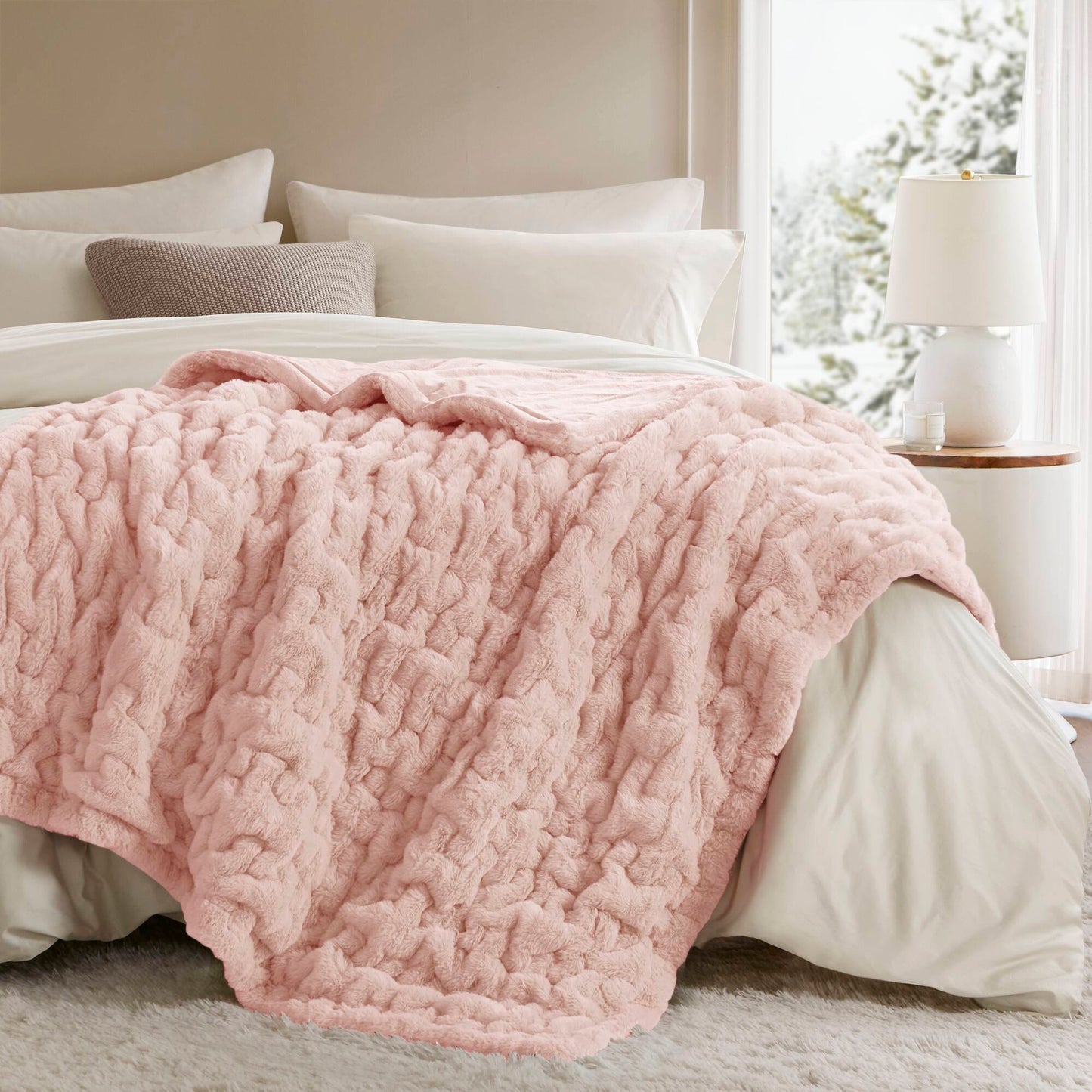Ruched Fur Throw