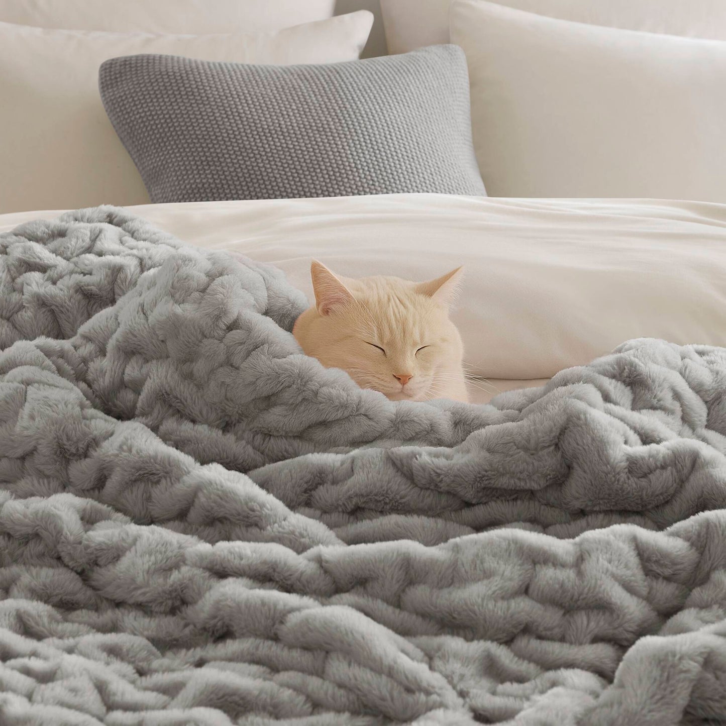 Ruched Fur Throw