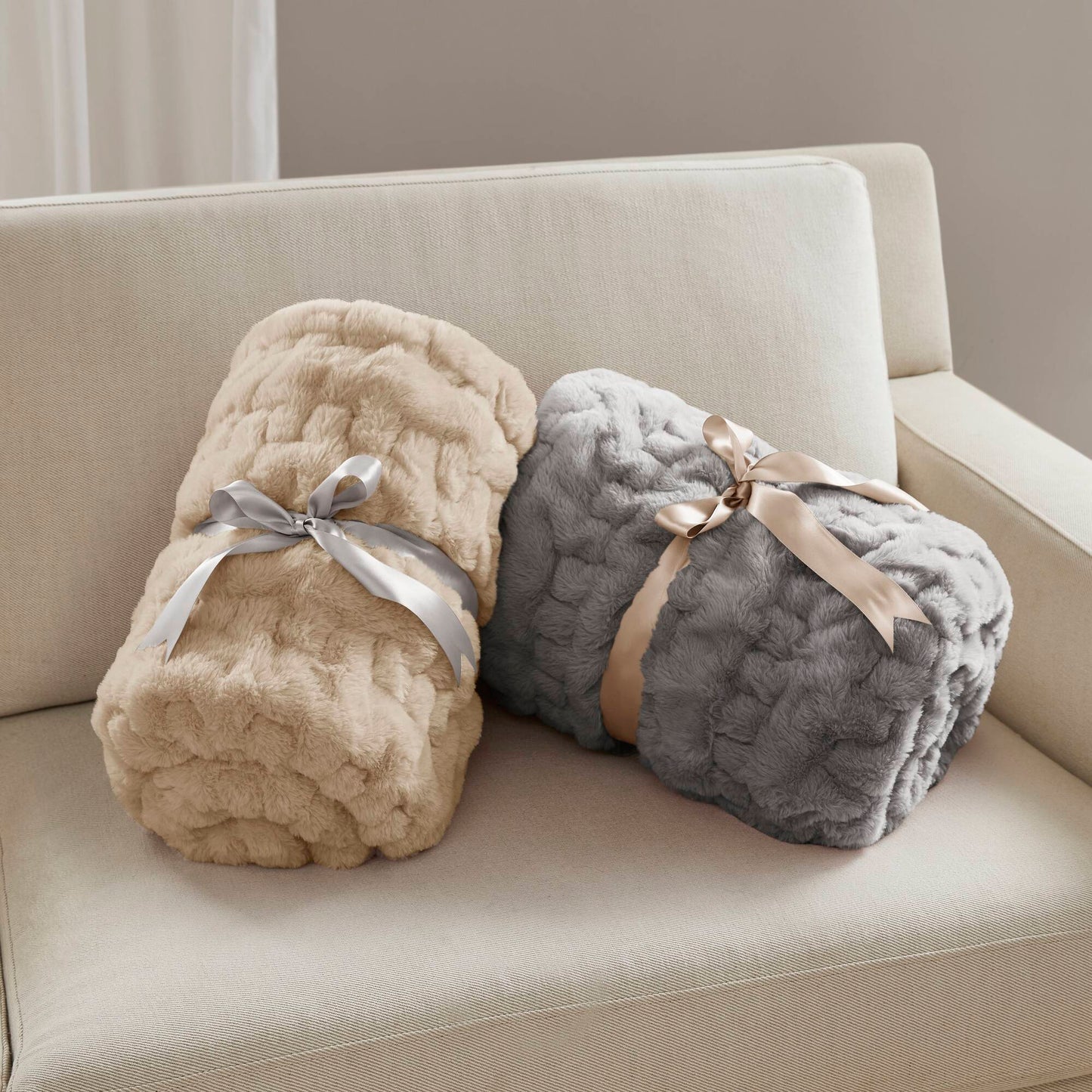 Ruched Fur Throw