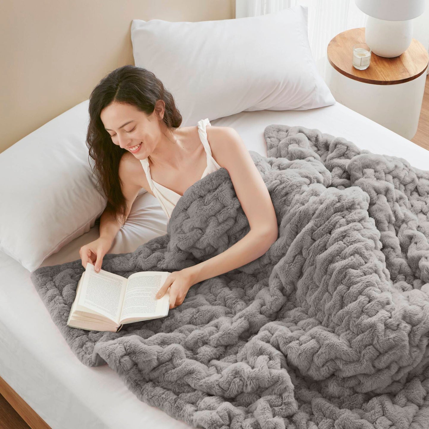 Ruched Fur Throw