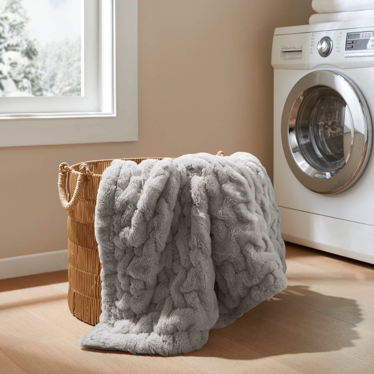 Ruched Fur Throw