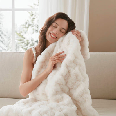 Madison park Ruched Fur 100% Polyester Real Tie Dye Throw