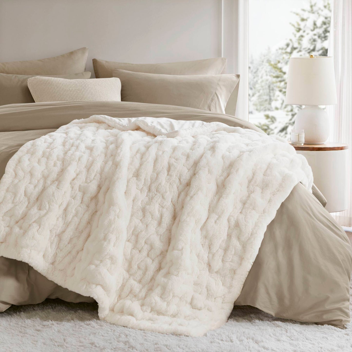 Ruched Fur Throw