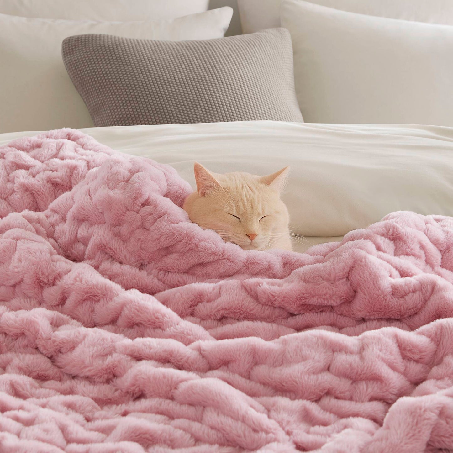 Ruched Fur Throw