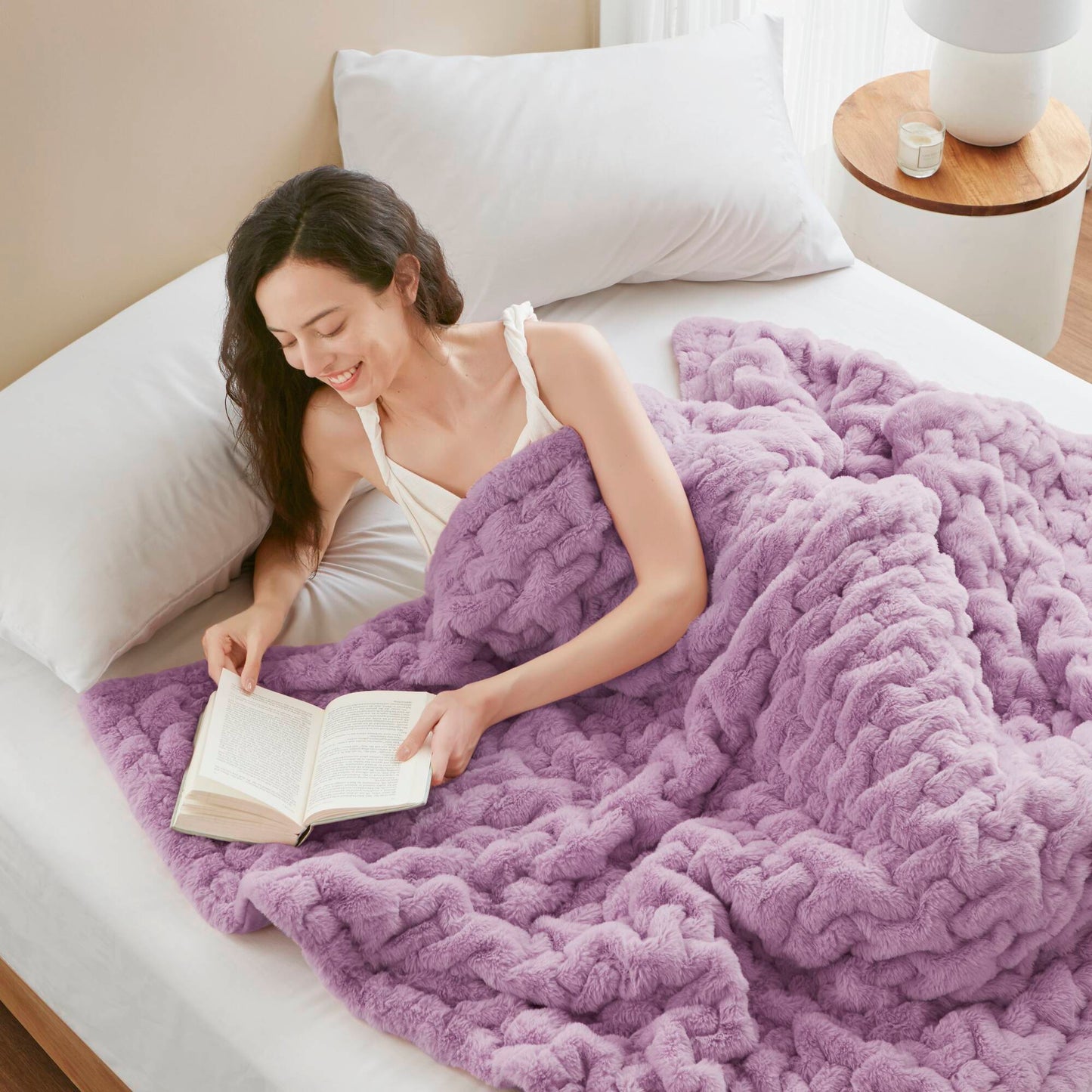 Ruched Fur Throw