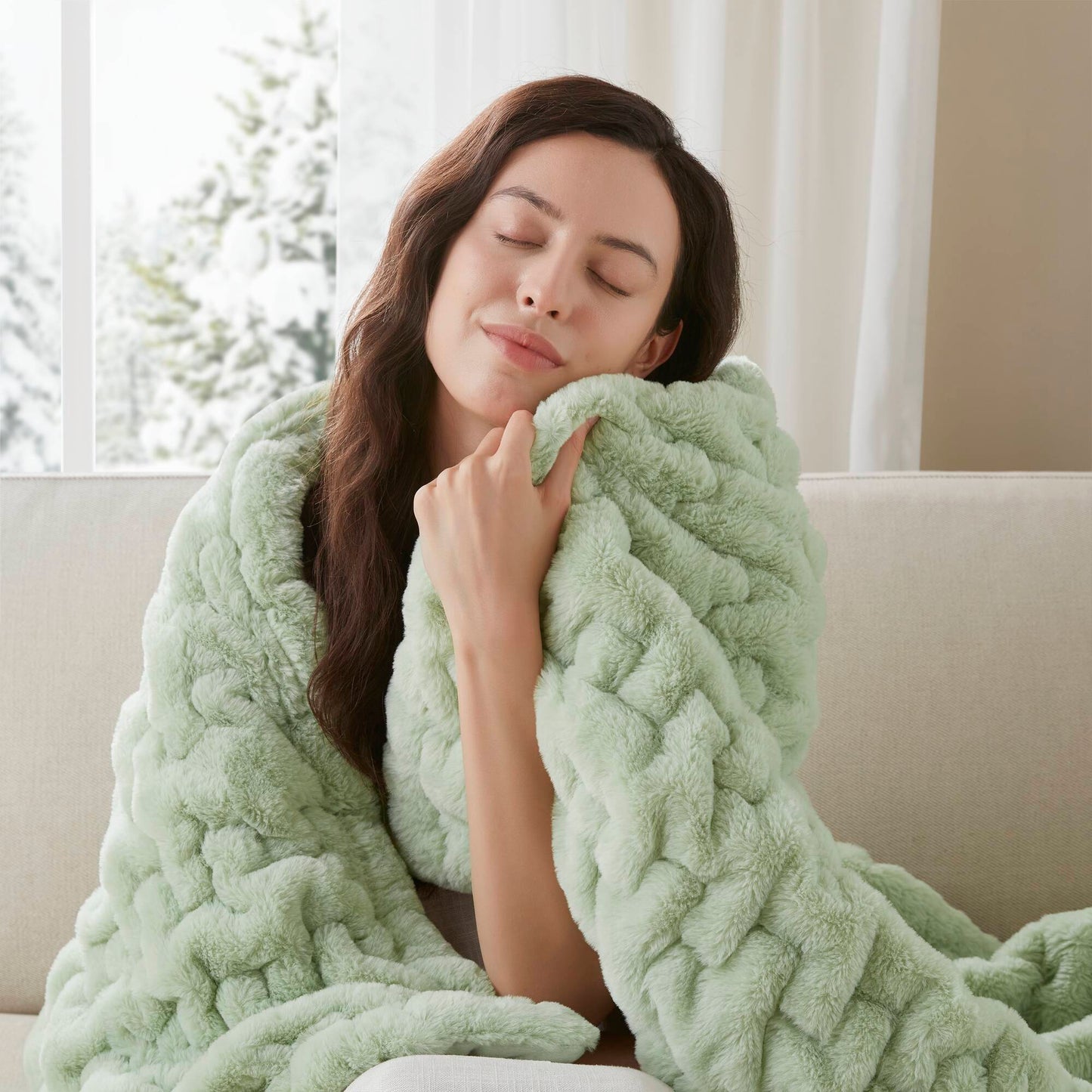Ruched Fur Throw