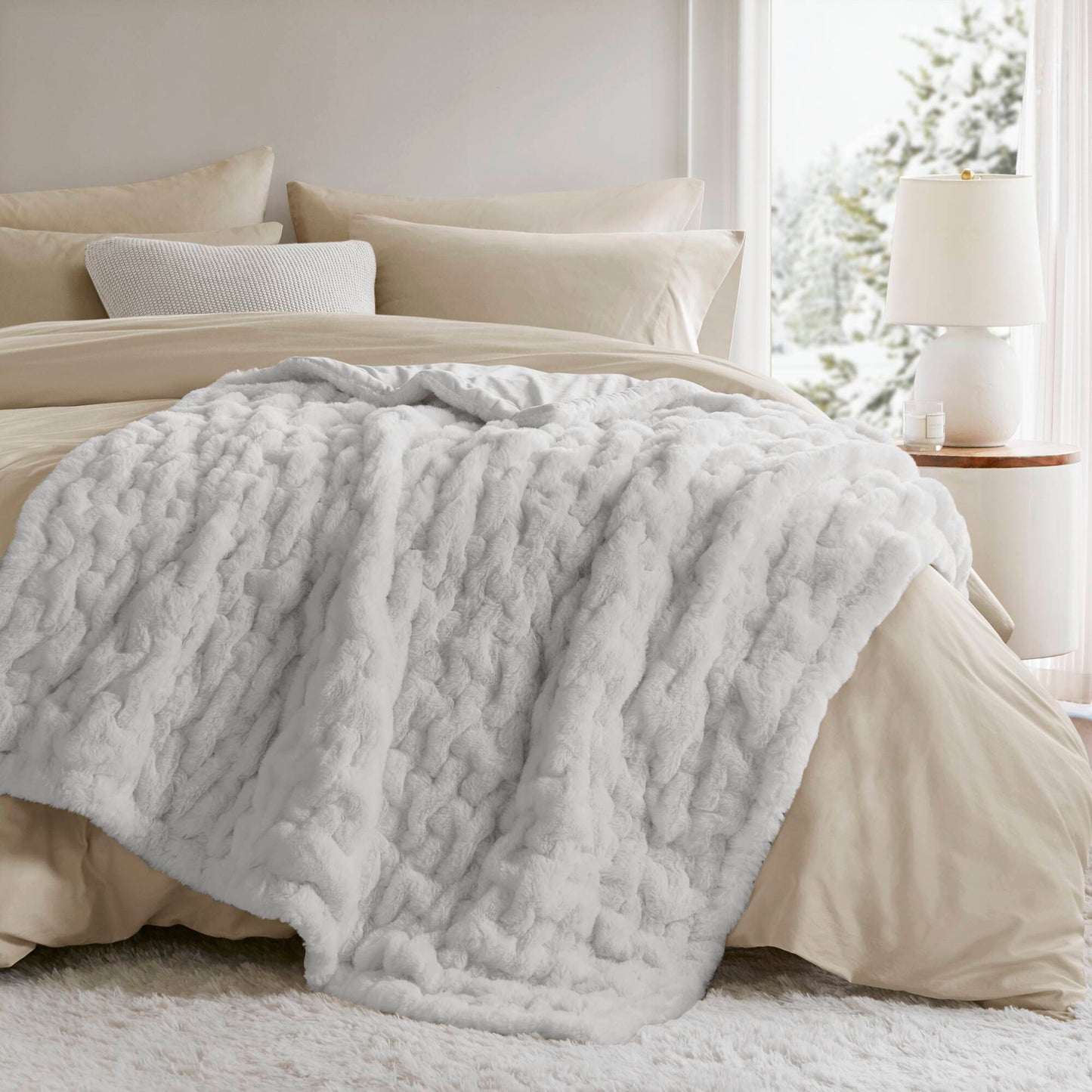 Ruched Fur Throw