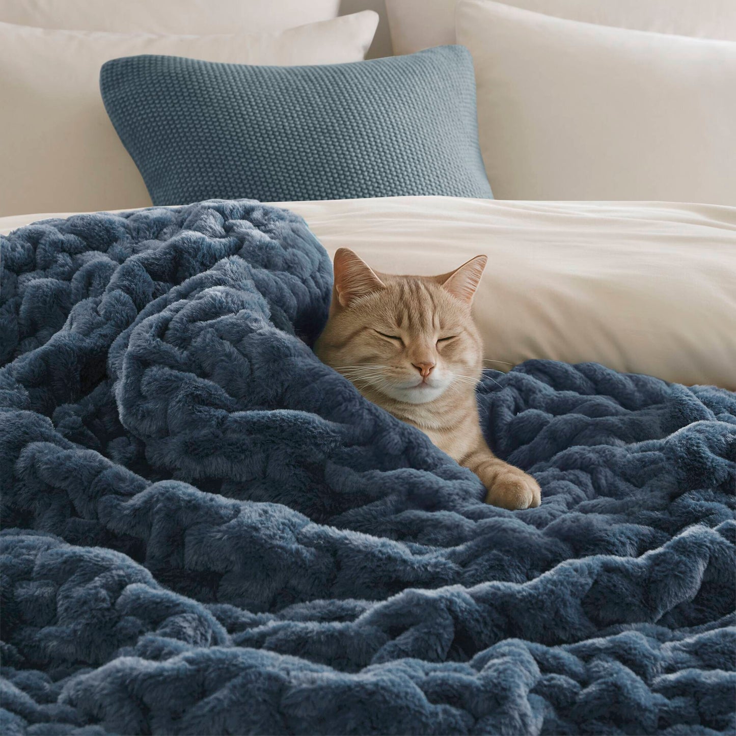 Ruched Fur Throw